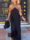Gleamond | Women’s Cross Neck Maxi Dress Sleeveless Loose Fit Summer Dress
