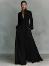 Women's Stand Collar Button Maxi Dress for Timeless Style