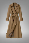 Belted Double-Breasted Trench Coat with Wide Notched Lapels for Women