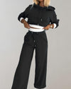Women’s Comfortable Cotton Blend Hoodie and Wide Leg Trousers Loungewear Set for Everyday Style
