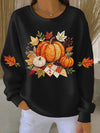 Pumpkin Graphic Round Neck Long Sleeve Women’s Sweatshirt