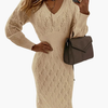 Gleamond | Women's Knitted Dress with Round Neckline and Long Sleeves