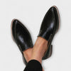 Black Pointed Toe Slip-On Loafers for Women