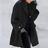 Women's Relaxed Fit Double-Breasted Trench Coat with Wide Lapel and Knee-Length Hem