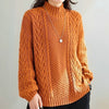 Women's Mock Neck Chunky Cable Knit Sweater with Long Sleeves