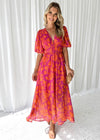 Gleamond | Women’s Floral Maxi Dress V Neck Short Sleeve Summer Style