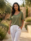 Gleamond | Women’s Lightweight Cotton T Shirt Relaxed Casual Fit