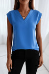 Women's V-Neck Cap Sleeve Relaxed Going Out Top