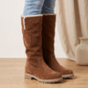 Women's Knee-High Suede Snow Boots with Sherpa Lining and Non-Slip Sole